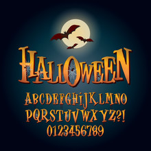 Three Dimensional Halloween Alphabet And Digit Vector