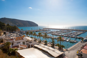 Wall Mural - Moraira Alicante marina nautic port high in Mediterranean