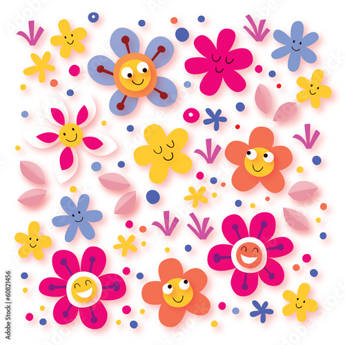 kolorowe-rozowe-kwiaty-z-usmiechnietymi-buzkami
