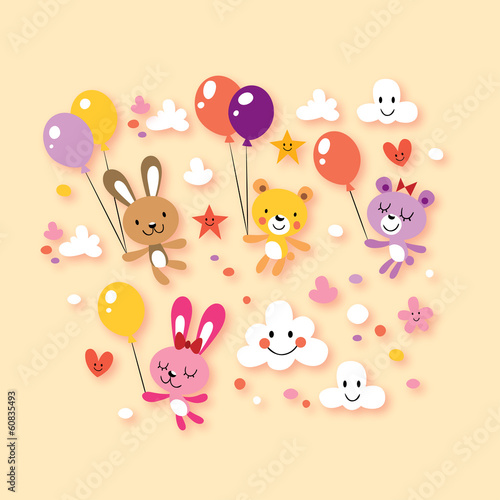 Fototapeta do kuchni cute bunnies and bears