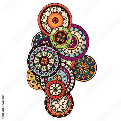 Board z aluminiowym obramowaniem Henna paisley mehndi doodles element projektu. 