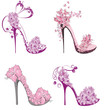 Collection shoes on a high heel decorated with flowers