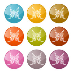 Poster - Vector Butterflies Icons Colorful Set