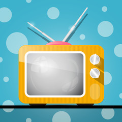 Wall Mural - Retro Orange Television, TV Illustration