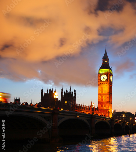 Naklejka samoprzylepna Big ben wieczorem, Londyn, Anglia
