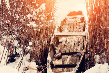 Wall Mural - Snowy boat