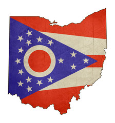Wall Mural - Grunge state of Ohio flag map