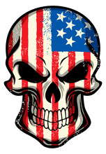 American Flag Painted On Skull