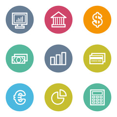 Canvas Print - Finance web icons set 1, color circle buttons