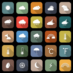 weather flat icons with long shadow