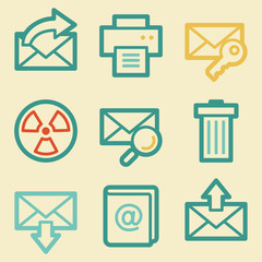 Wall Mural - E-mail web icons, retro colors