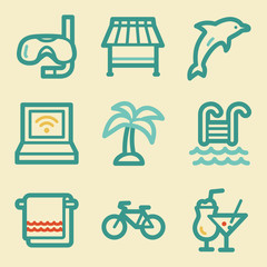 Canvas Print - Vacation web icons, retro colors