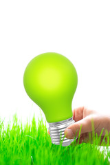 Sticker - Green light bulb in hand