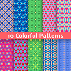 Wall Mural - colorful vector seamless patterns (tiling)
