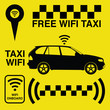 Set signs for taxi with wireless network on yellow background