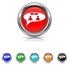 chat icon - six colours set - men in bubble