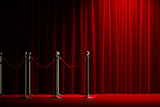 Fototapeta Desenie - Rope barrier with red carpet and curtain