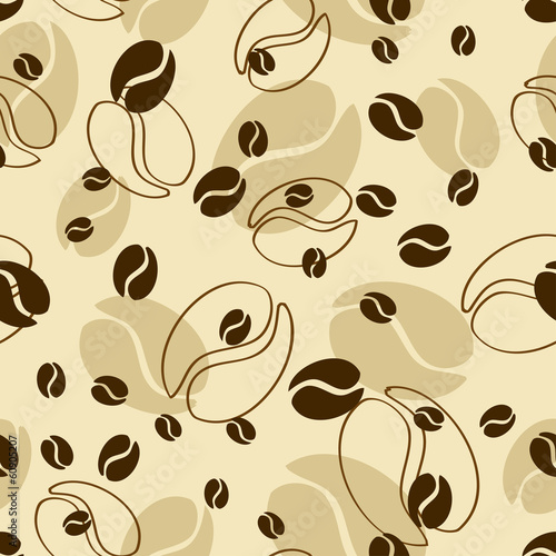 Fototapeta na wymiar Seamless pattern of coffee beans