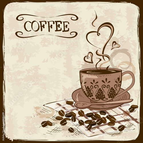 Naklejka - mata magnetyczna na lodówkę Coffee background with cup