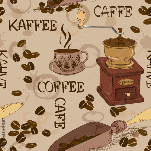 Fototapeta na wymiar Seamless pattern of coffee