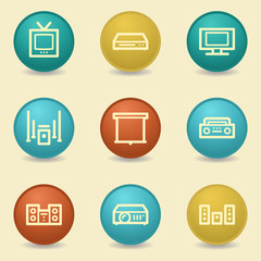 Wall Mural - Audio video web icons, retro buttons