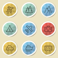 Canvas Print - Travel web icons, color vintage stickers