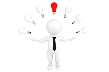 Aufkleber - Idea bulbs around 3d person