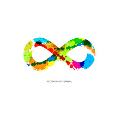 Sticker - Colorful Abstract Splash infinity symbol on White Background