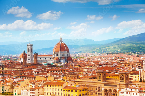 Plakat na papierze fotorealistycznym Panorama florencji i święta Maryja