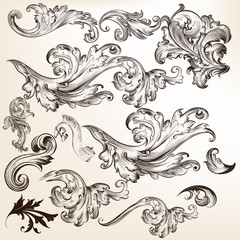 Wall Mural - Collection of floral decorative vector swirls for design