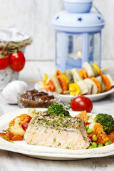 Poster - Salmon with herbs and vegetables