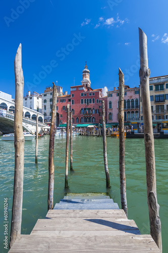 Naklejka dekoracyjna Pier for gondolas in Venice. Italy.