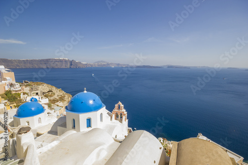 Fotoboard na płycie Kopuła kościół w santorini grecja