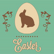Easter retro card with easter eggs and easter bunny