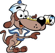 Hand-drawn Vector Illustration Of An Happy Sailor Watch Dog