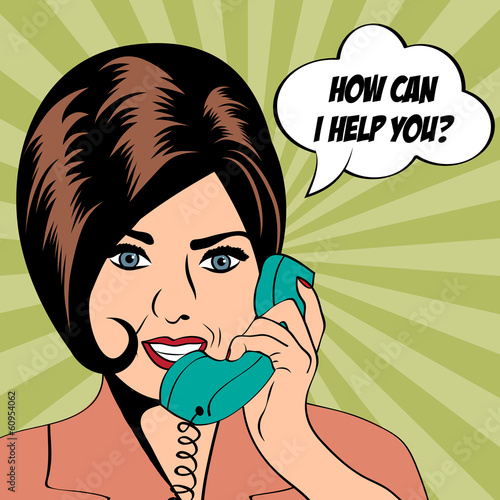 Board z aluminiowym obramowaniem Kobieta rozmowy przez telefon, ilustracja pop-art