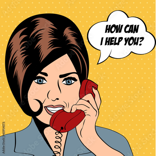 Board z aluminiowym obramowaniem Kobieta rozmowy przez telefon, ilustracja pop-art