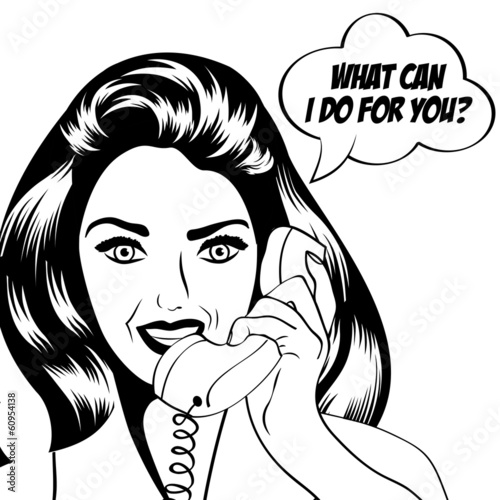 Board z aluminiowym obramowaniem Kobieta rozmowy przez telefon, ilustracja pop-art