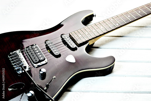Obraz na płótnie canvas czteroczęściowy "tetraptyk" Gitara elektryczna