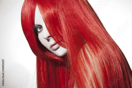 Naklejka na szafę Beautiful woman with red hair