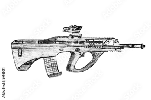 Pencil Sketch Machine Gun Buy This Stock Photo And Explore
