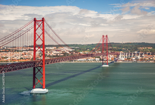 Obraz w ramie 25th of April Suspension Bridge in Lisbon, Portugal, Eutope