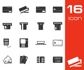 Poster - Vector black  credit cart  icons set