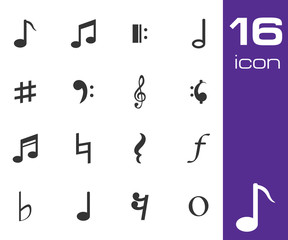 Sticker - Vector black notes icon set