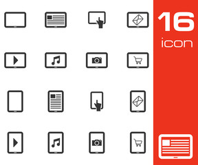 Sticker - Vector black tablet icons set