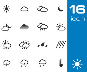 Wall Mural - vector black weather icons set