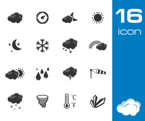 Wall Mural - vector black weather icons set