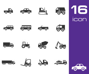 Canvas Print - Vector black vehicle icon set