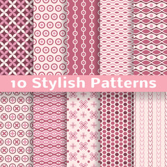Wall Mural - stylish vector seamless patterns (tiling). pink color