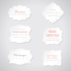 Wall Mural - set of retro paper banners with place for your text